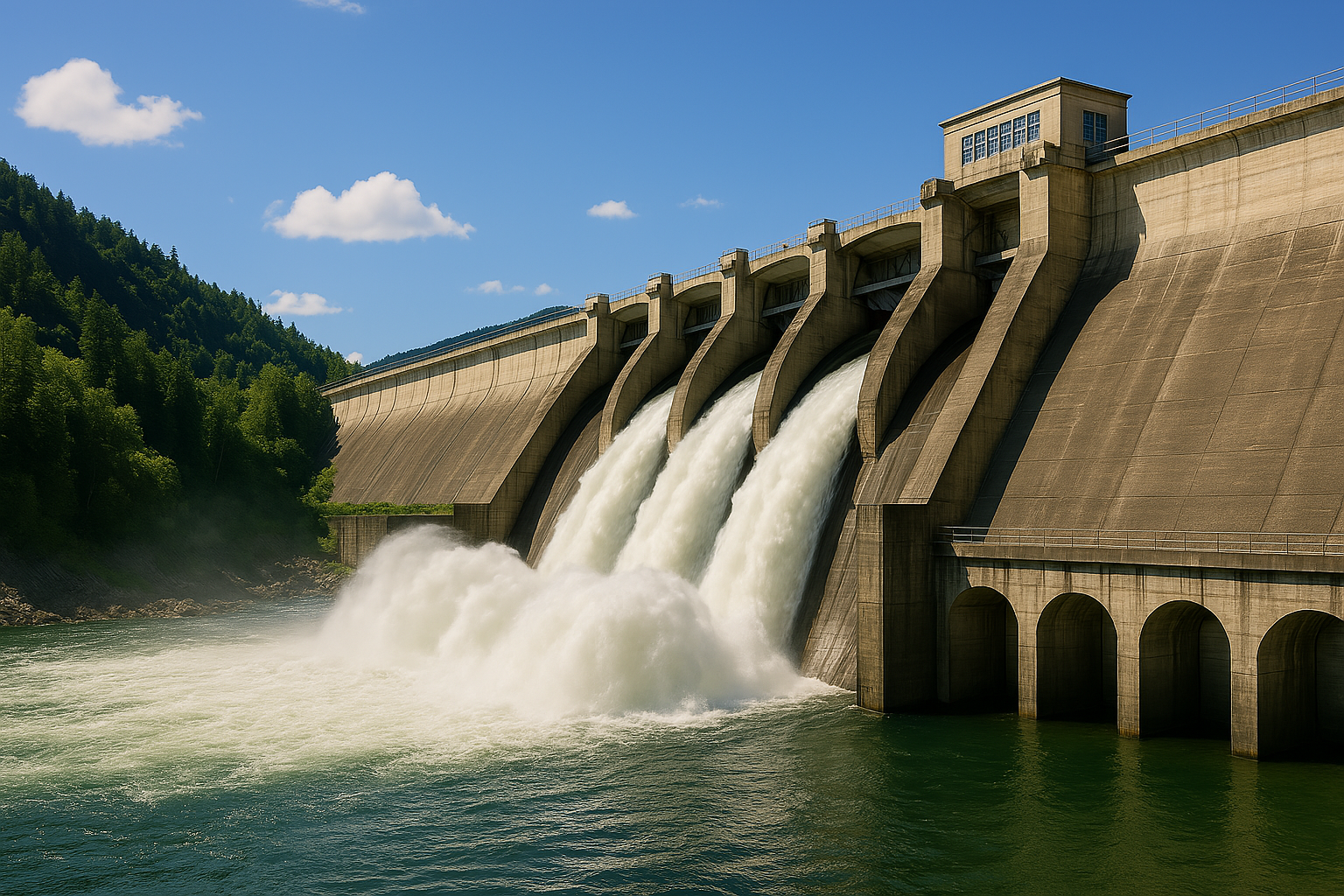 Small-scale hydro turbine in operation
